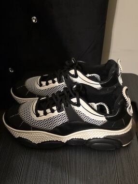 Black and White Chunky Mesh Sneakers